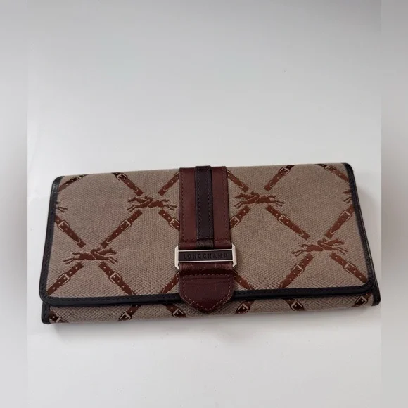 Longchamp Logo Canvas Wallet - Picture 1 of 9